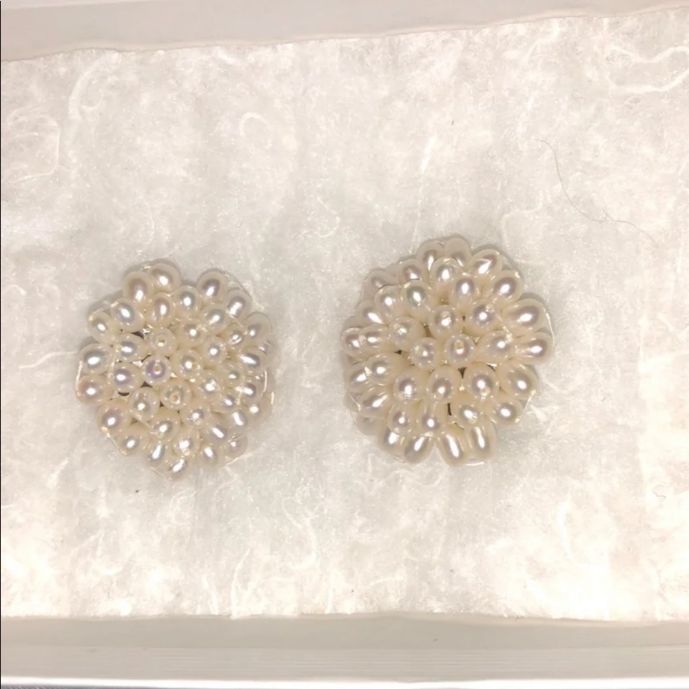 Vintage Pearl Cluster Earrings